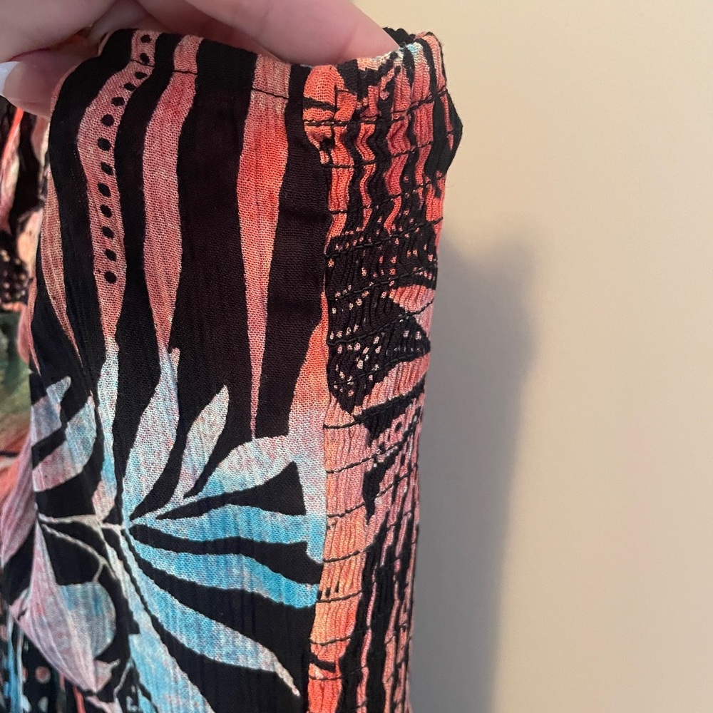 Patrons Of Peace Small Babydoll Tropical Multicolored Floral Vacation Mini Dress - Picture 6 of 14